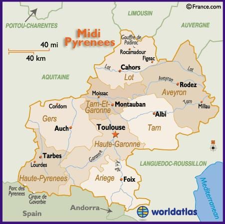 mapa Toulouse i okolno podrucje