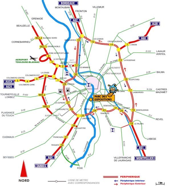 mapa Toulouse autoput