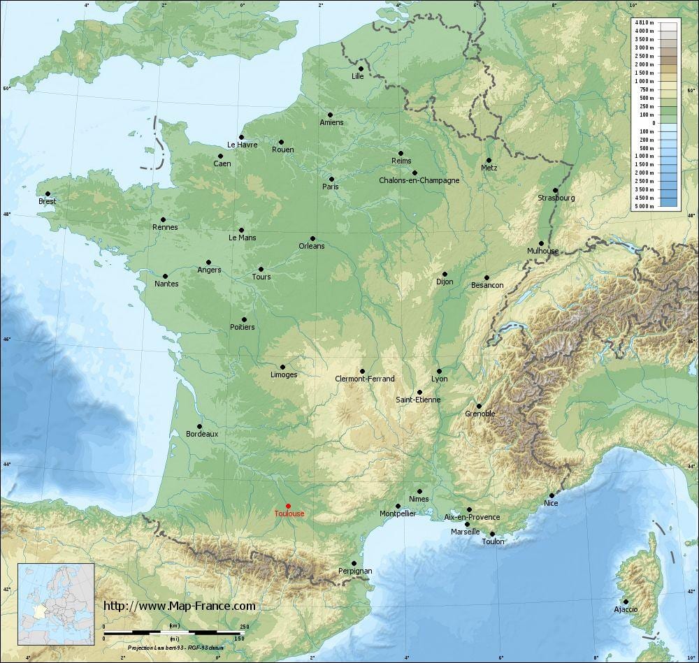 geografske mapu Toulouse