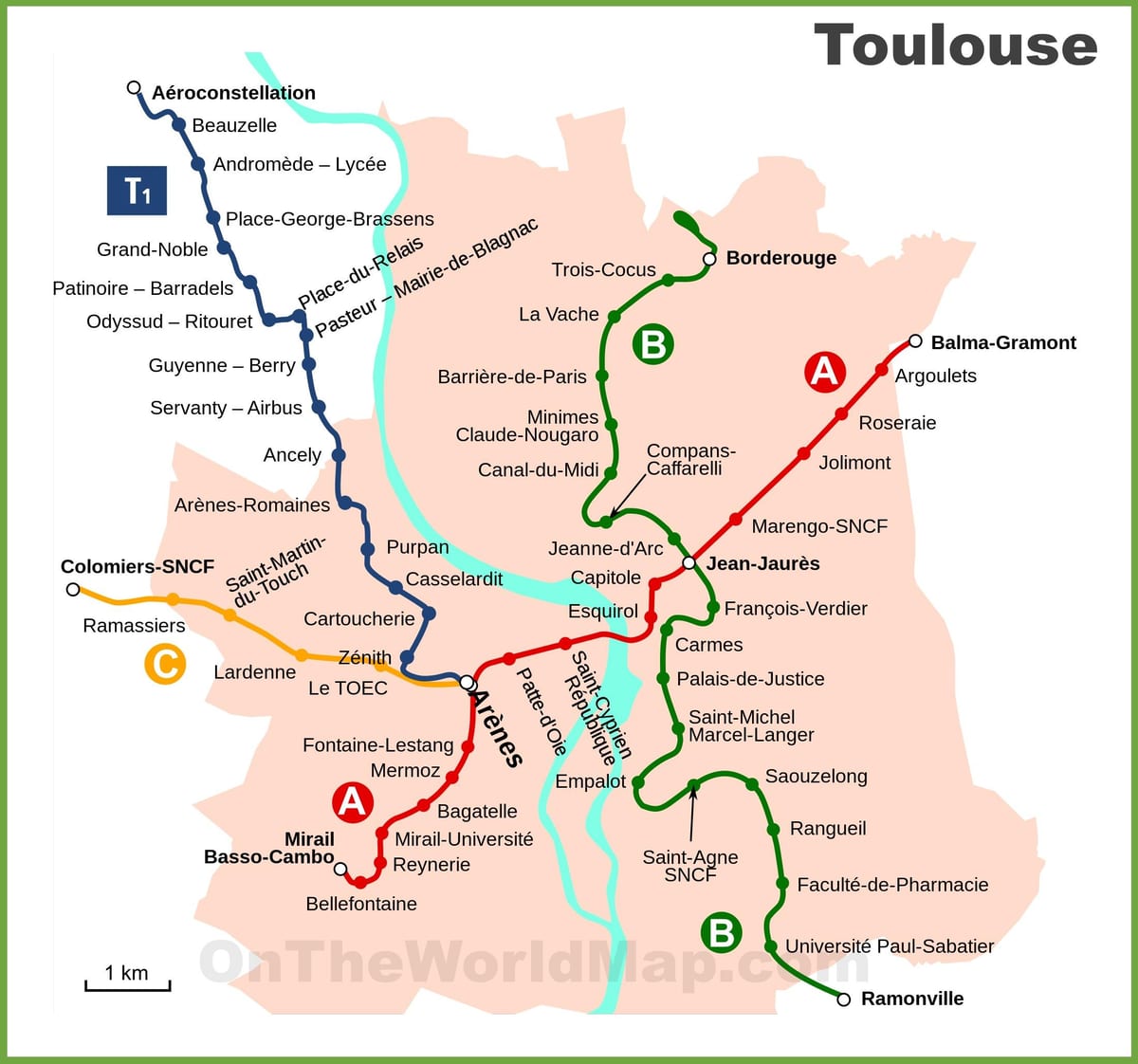 Toulouse pod zemljom mapu