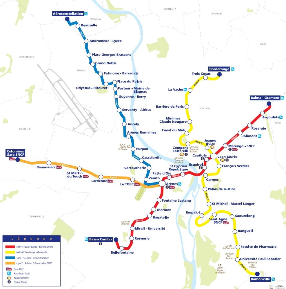 mapa Toulouse tramvaj